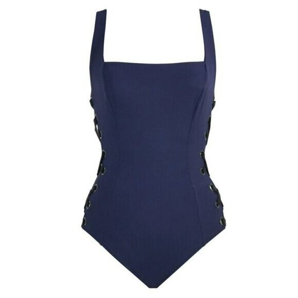 NWT Amoressa by Miraclesuit Bondi Moonraker Lace up Sides One-Piece Swimsuit - Picture 5 of 10
